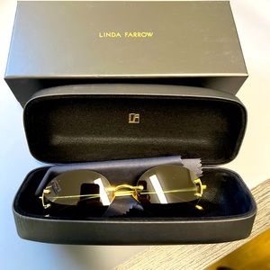Linda Farrow KNIGHT OVAL SUNGLASSES IN YELLOW GOLD good condition
